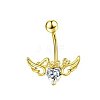 304 Stainless Steel Pave Cubic Zirconia Curved Barbell Belly Rings FS-WG6D7D2-14-1