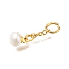 Brass Natural Pearl Keychain Clasps KK-M301-18G-2