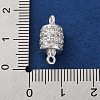 Brass Micro Pave Clear Cubic Zirconia Hollow Column Connector Charms KK-A230-05F-S-3