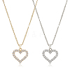 ANATTASOUL 2Pcs 2 Colors Rhinestone Hollow Heart Pendant Necklace with Brass Chains for Women NJEW-AN0001-70-1