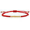 Adjustable Brass Corrugated Round Braided Bead Bracelets for Men Women UH2717-1-5