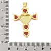 Rack Plating Brass Micro Pave Cubic Zirconia Heart Shape Virgin Mary Cross Pendant KK-S380-44G-G-3