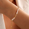 Natural Pearl Beaded Bracelet with 925 Sterling Silver Paperclip Chains BJEW-Z025-06G-3