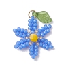 Glass Seed Beaded Flower Pendants PALLOY-TA00345-03-1