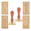 Pear Wood Handle and Wax Seal Brass Stamp Head Sets AJEW-CP0002-49-1