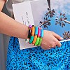 Candy Color Chunky Curved Tube Acrylic Beads Stretch Bracelets Set for Women BJEW-SW00015-7