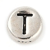 925 Sterling Silver Flat Round with Letter Beads LS-STER-G044-01AS-T-1