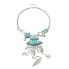 Alloy & Risin Imitation Turquoise Flower Bib Necklaces NJEW-L046-03AS-3