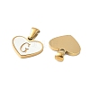 304 Stainless Steel Pave Natural White Shell Heart with Initial Slice Pendants STAS-R168-25G-G-2