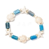 4Pcs Synthetic Turquoise & Natural Apatite & Amethyst & Aquamarine & Rose Quartz Beads Stretch Bracelets for Women BJEW-JB11995-3