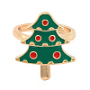 Christmas Theme Alloy Enamel Open Cuff Ring RJEW-C106-02F-KCG-2