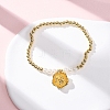Brass Round Beads Charm Bracelets for Women BJEW-A041-01G-1