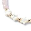 Natural Rose Quartz Round Beaded Bracelets BJEW-JB09878-01-3