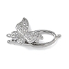 Butterfly Brass Micro Pave Clear Cubic Zirconia Fold Over Clasps KK-Z143-22P-1