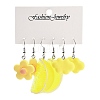 3 Styles Summer Flower & Lemon & Cloud Acrylic Dangle Earring Sets for Women EJEW-F336-01A-1