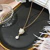 Seed Beads & Teardrop ABS Plastic Imitation Pearl Pendant Necklaces NJEW-MZ00086-1