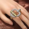 Brass Micro Pave Cubic Zirconia Open Cuff Ring for Women RJEW-F177-01GP-4