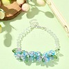 Flower Glass Beaded Link Bracelet with Alloy Clasps for Women BJEW-TA00310-01-4