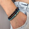 Synthetic Turquoise & Regalite & Coconut Shell Bead Stretch Bracelets Sets PW-WG7E5E9-01-2