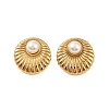 Ion Plating(IP) 304 Stainless Steel with ABS Imitation Pearl Stud Earrings for Women EJEW-N055-09G-1