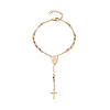 Rosary Bead Bracelets with Cross LS-BJEW-E282-02G-1