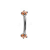 304 Stainless Steel Flat Round Cubic Zirconia Eyebrow Curved Barbell Rings WG8201B-10-1