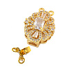 Rack Plating Flower Brass Micro Pave Clear Cubic Zirconia Box Clasps KK-F876-12G-2