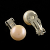 Half Round Natural Pearl Clip-on Earrings EJEW-R106-04-3