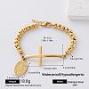 304 Stainless Steel Oval Saint Benedict Medal Charm Religion Cross Link Bracelets for Women YL3658-4-1