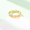 304 Stainless Steel Clear Cubic Zirconia Wave Finger Rings for Women RJEW-Z115-02G-5