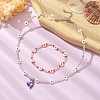 Acrylic and Glass Seed Heart Beaded Stretch Bracelet & Pendant Necklace SJEW-JS01282-5