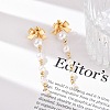 Brass ABS Plastic Pearl Tassel Stud Earrings EJEW-U040-13G-2