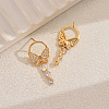 Elegant Butterfly Brass Pave Clear Cubic Zirconia Dangle Stud Earrings LS-UU2168-5
