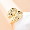 Brass Micro Pave Clear Cubic Zirconia Cuff Rings for Women RJEW-U047-29G-1