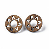 Donut with Flower Walnut Wood Stud Earrings with 316 Stainless Steel Pin for Women X-EJEW-N017-007-2