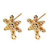 Snowflake Brass Micro Pave Cubic Zirconia Stud Earring Findings LS-KK-B152-04G-1