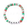 3Pcs 3 Styles Handmade Polymer Clay Beaded Stretch Bracelet Sets BJEW-JB10806-3