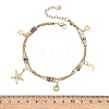 Ocean Faceted Rondelle Electroplate Glass 2-Strand 304 Stainless Steel Starfish Charm Anklets for Women AJEW-AN00793-01-4