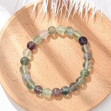 Natural Fluorite Stretch Bracelets BJEW-E373-8mm-10