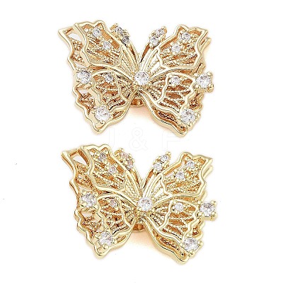 Brass Micro Pave Clear Cubic Zirconia Beads KK-Z059-03G-1