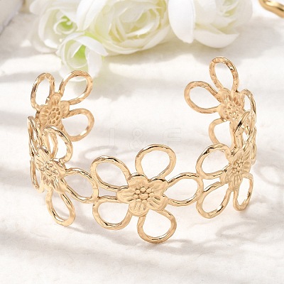 Boho 304 Stainless Steel Hollow Link Cuff Bangles SA-CBA1E89-01C-G-1