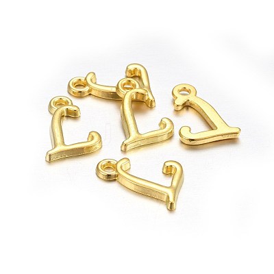 Golden Plated Alloy Letter Pendants X-PALLOY-J718-01G-L-1