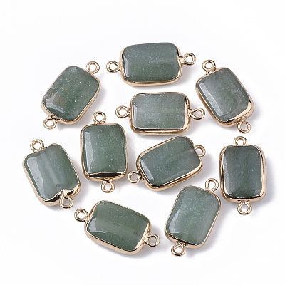 Edge Golden Plated Natural Green Aventurine Links connectors G-S359-034G-1