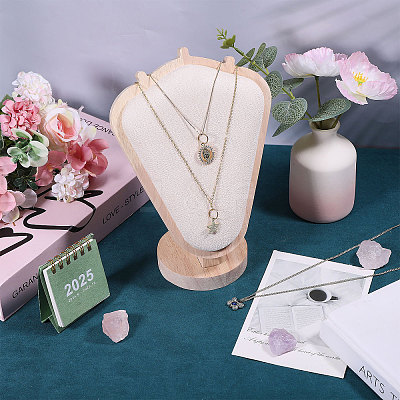Bust Shaped Wooden Necklace Display Stands NDIS-WH0003-018A-1