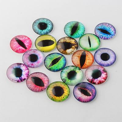 Half Round/Dome Dragon Eye Printed Glass Cabochons X-GGLA-A002-10mm-AB-1