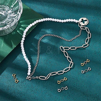 6Pcs 2 Colors 304 Stainless Steel Spring Ring Clasps FIND-AB00013-1