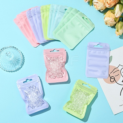50Pcs 5 Colors Rectangle Plastic Yin-Yang Resealable Packaging Bags ABAG-YW0001-06-1