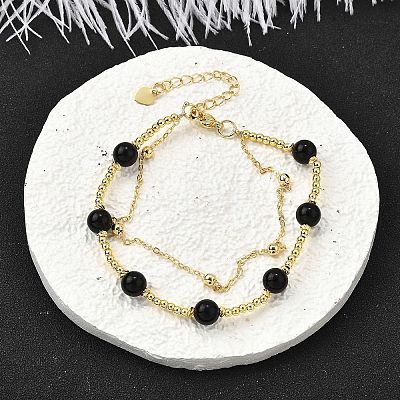 Natural Obsidian Bracelets BJEW-D330-01G-03-1