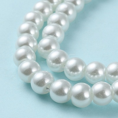 White Glass Pearl Round Loose Beads For Jewelry Necklace Craft Making X-HY-8D-B01-1
