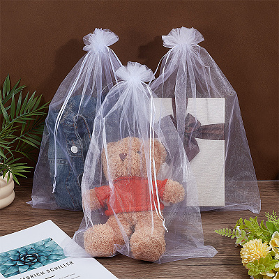 50Pcs Organza Packing Drawstring Bags ABAG-DR0001-11A-1